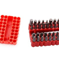 Top Notch 33 Piece Screwdriver Bit Set With Magnetic Extension Holder And Quick Release Driver Tools Made From Tough Chrome Vanadium Steel To Handle Tamper Star Torx Hex Socket Jobs For Serious Home Repairs And DIY Projects Without Losing Any Grit Or red 33-piece bit set with holder, chrome vanadium steel, tamper, torx, hex and socket bits