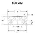 Side view diagram of Ultra Super Soft Round Rubber Feet Bumps.437 H By 1.062 D Heavy Duty Furniture Glides with dimensions.