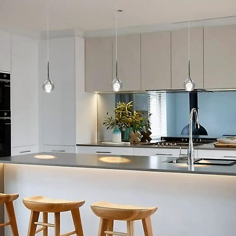 Crystal Pendant Light With Moon Glow, Modern Chrome Finish, Dimmable LED 5W Mini Hanging Light For Kitchen Island Lighting, Dining Room, Bar Or Bedroom, Elegant Contemporary Fixture