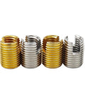 Heavy Duty Self Tapping Thread Inserts For Damaged Screw Holes, M2 To M20 Size Slotted Bushings In Carbon Steel; assorted sizes.