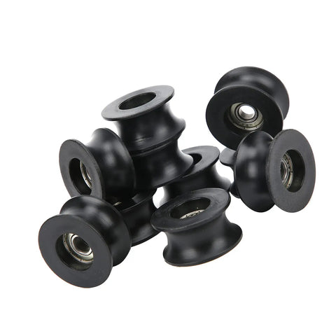 U Type Pulley Roller Bearings 608ZZ Nylon Coated Deep Groove Ball Bearings 10 Pack For Motors Tools Gear Shafts And Heavy Duty Construction Equipment With Grease Reservoir For Longer Lubrication Intervals, black nylon-coated pulley bearings