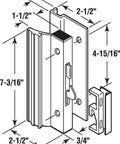 Diagram of C 1001 Sliding Glass Door Handle Set Replacement For Surface Mount Hook Style Hardware with dimensions labeled