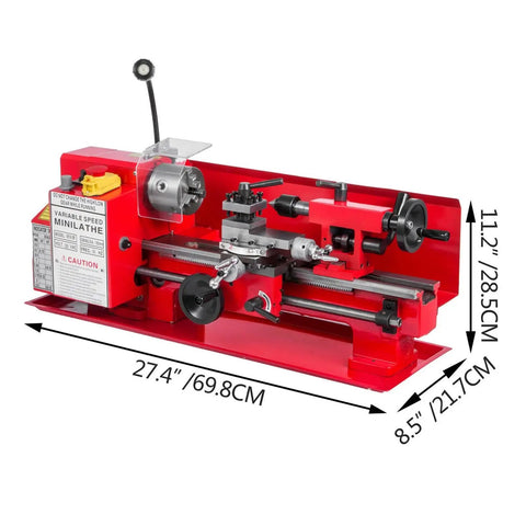 Heavy Duty 7X12 Inch Mini Metal Lathe With 550W Variable Speed Motor And 21Mm Spindle Bore dimensions and features
