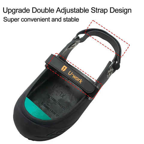 Heavy Duty Safety Overshoes With Steel Toe Caps And Titanium Aluminum Alloy Toe Caps, Tough As Nails Double Strap Slip Resistant Alloy Toe Overshoes For Work, XL Size