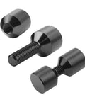 Heavy Duty Aluminum Flange Locating Pin Set Two Hole 1-18 Inch Precision Alignment Knurled Black Pins showing three unique shapes.