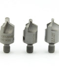 Three Piece 120 Degree Countersink Bit Set With Drill Guide Sizes 21 30 40 Self Centering Pilot Cutters Made From High Speed Steel For Precise Holes And Clean Finishes