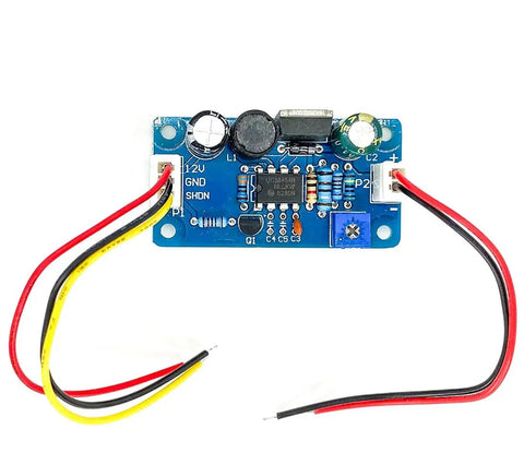 170V DC High Voltage Boost Converter for Vacuum Tubes and Nixie Clocks with blue housing and wiring connections