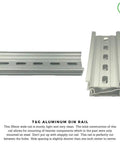 Three Piece DIN Rail Slotted Aluminum RoHS Compliant Rail Set, Five Inch Long, 35mm Wide, 7.5mm High, Silver Finish