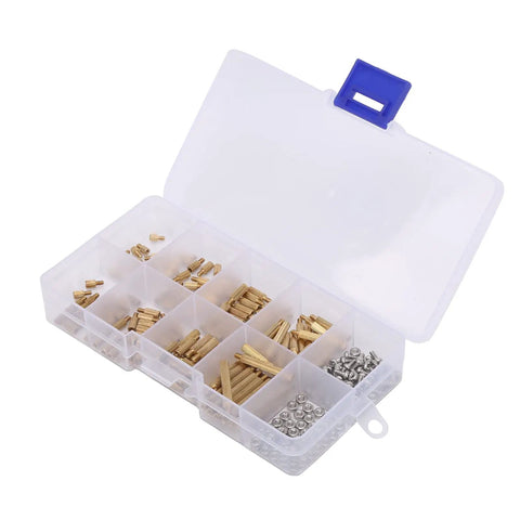 Brass Standoff Spacer Kit For PC Build Rig 260 Pcs M2 Threaded Spacers With Nut Assortment And Stainless Hardware Male And Female Column Screws For Secure Motherboard Mounting In Computer Case, open organizer box