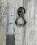 Set Of 4 Tear Drop Knob Pull Handles In Antique Bronze Finish, Zinc Alloy Cabinet Drawer Hardware, 1.3 X 2.4 Inches shown with ruler