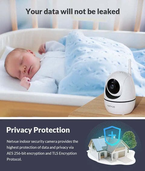 1080P Indoor Pet Cam With 2 Way Audio Night Vision And AI Human Detection monitoring sleeping baby