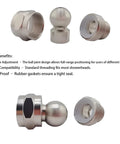 Leak-Proof 360 Degree Swivel Shower Head Adapter With Ball Joint, Universal Arm Connector For Adjustable Showers, No-Fuss Durable Brass And Chrome Build In Brushed Nickel Finish. Brass and chrome shower adapter parts with ball joint and threaded ends