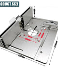 Heavy Duty Router Table Insert Plate For Active Workshop Builds Rock Solid With Dependable Miter Gauge Guide And Corrosion Resistant Aluminum Profile Fence Locking Down Slick Brackets with measurements shown.