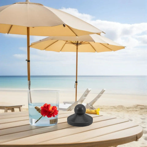 Premium 2 Pack Patio Umbrella End Caps Replacement Kit With Black Plastic Rib Covers For Parasols And Outdoor Garden Use, Super Durable Refresh Renew Function Fits Most Brands Effortlessly. black plastic umbrella end cap on beach table