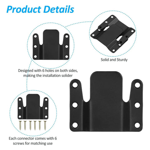 Straight Shooter Sectional Couch Connectors For Modular Sofa Setup showing a solid black connector design with 6 holes for installation.