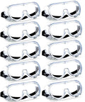 Anti Fog Safety Goggles 10 Pack With Clear Lenses Wide Vision Adjustable Fit For Chemical Splash Protection Soft Lightweight Eyewear