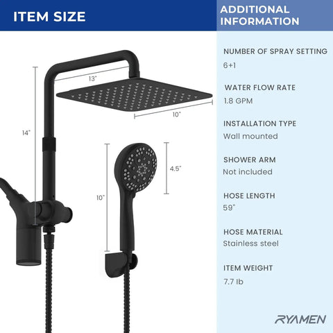 Heavy Hitter Filtered Shower Head Combo With Handheld And Huge 10 Inch Rain Spray, Ditches Hard Water Chlorine Like A Boss, Leaves Skin Feeling Silky, Ultimate Game Changer For Your Bathroom Setup