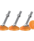 Swivel Adjustable Leg Leveler Feet 4 Pack Beefy Carbon Steel Heavy Duty Equipment Supports Dead Nuts Level threaded bases in use.
