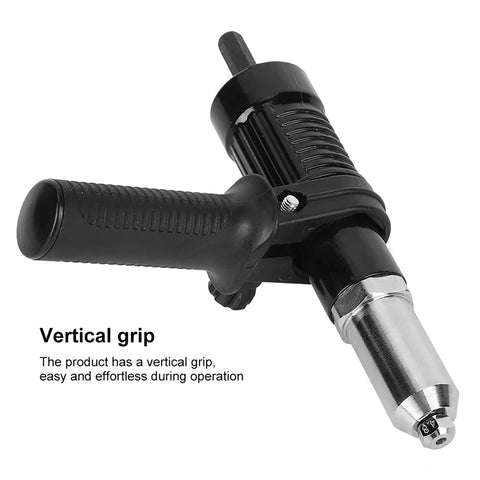 Car Rivet Adapter Kit Alloy Steel Head with Vertical Handle Quick Drill Conversion for Auto Body Repairs 173 by 35mm in black