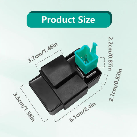 5 Pin CDI Box Replacement For 125cc Dirt Bikes, ATVs, Quads, Go Karts, Pit Bikes, with dimensions shown, black casing