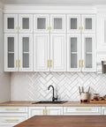 Clean kitchen with modern cabinetry featuring Gold Cabinet Handles Set 25 Pack 10 Inch Hole Center Stainless Steel Drawer Pulls.