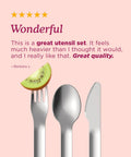 Pocket Utensil Set In Grey With 18/8 Stainless Steel Fork Knife And Spoon Nestled In A Compact Case For Travel Grab And Go