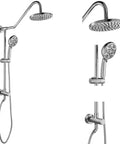 Retrofit Shower System With 6 Function Handheld Sprayer And 8 Inch Rain Shower Head, Polished Chrome, Wall Mount Faucet Combo