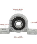 Self Aligning Pillow Block Ball Bearing With Cast Iron Housing Chrome Steel Insert For Heavy Machinery Providing Low Noise Smooth Rotation With High Load Capacity Stress Free Maintenance For Shops Where Reliability Matters, 8mm