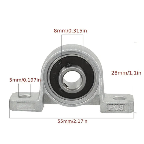 Self Aligning Pillow Block Ball Bearing With Cast Iron Housing Chrome Steel Insert For Heavy Machinery Providing Low Noise Smooth Rotation With High Load Capacity Stress Free Maintenance For Shops Where Reliability Matters, 8mm