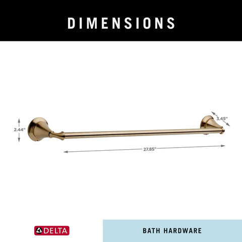 24 Inch Champagne Bronze Towel Bar For Bathroom And Kitchen, Wall Mounted Towel Rack Space Saving Design In Brushed Gold Finish dimensions