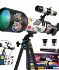Totally Kid Friendly 60mm Telescope With 18x To 90x Magnification, Sturdy Tripod, Two Eyepieces And Finder Scope, STEM Kit