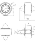 Beefed Up 12 To 16V Underwater Thruster U2 Set With Brushless Motor For Fishing Boats And ROVs, technical blueprint view