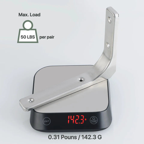 Heavy Duty Floating Shelf Brackets 8 Inch By 6 Inch Stainless Steel L Brackets Brushed Nickel Wall Supports on scale