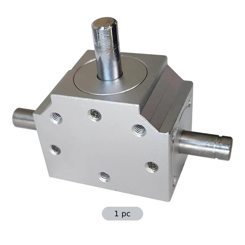 Compact Heavy Duty Right Angle Gearbox Featuring Three Output Shafts For Smooth Low Noise Power Transfer Under Two Thousand Rpm with steel casing.