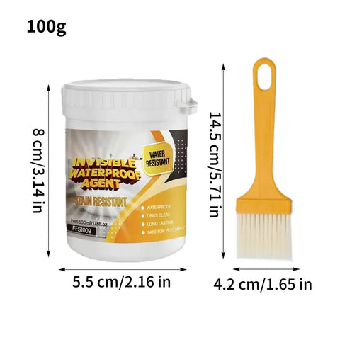 Heavy Duty Roof Sealant Waterproof Invisible Coating That Knocks Out Humidity Keeps Your Entire Home Dry As A Bone While Shutting Down Stubborn Sink Leak Spots Today in container with applicator brush.