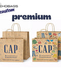 Custom Kraft Paper Gift Bags With Handles For Full Branding Up To Five Sides Printed 115 GSM Recyclable Bags Ideal For Small Business