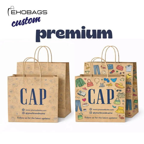 Custom Kraft Paper Gift Bags With Handles For Full Branding Up To Five Sides Printed 115 GSM Recyclable Bags Ideal For Small Business