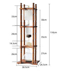 Big Batch Cold Brew Coffee Maker With Adjustable Stainless Steel Dripper and Roomy Borosilicate Glass Carafe with wooden stand, dimensions shown.