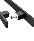Heavy Duty 36 Inch Barn Door Push Pull Handle Made From Grade 304 Stainless Steel With Matte Black Finish Square Commercial Door Pull For Wood Or Glass Panels Tough As Nails For Entryways Front Offices And Home Use Anti Rust Durable close-up of connector