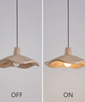 Textured Pendant Light, Cream Aesthetic Hanging Lamp for Kitchen Island, off and on view with soft light and textured design.