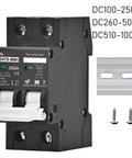Kickass Two Pole DC Miniature Circuit Breaker With Top Shelf Protection For Solar Panels and Big Battery Banks showing wiring terminals.