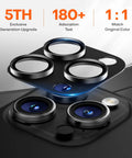 One Piece Armor Camera Lens Protector For iPhone 16 Pro Max 16 Pro 15 Pro Max 15 Pro 14 Pro Max 14 Pro Aluminum Alloy Black Titanium