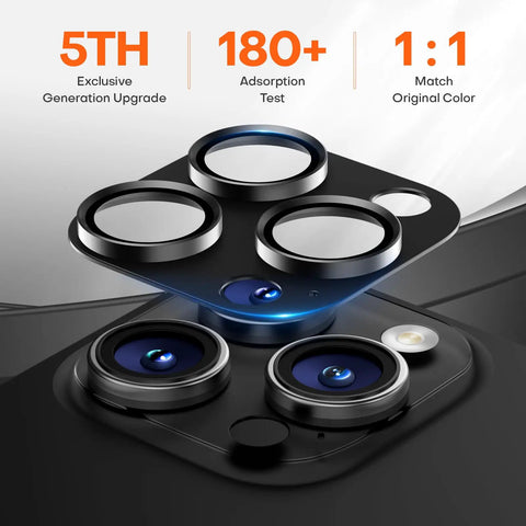 One Piece Armor Camera Lens Protector For iPhone 16 Pro Max 16 Pro 15 Pro Max 15 Pro 14 Pro Max 14 Pro Aluminum Alloy Black Titanium