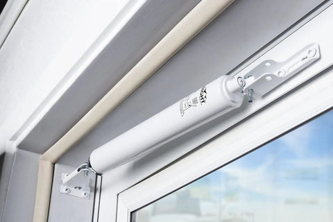Pneumatic Storm Door Closer With Adjustable Speed And Hold Open Washer for Out Swinging Storm Or Screen Doors White Finish installation