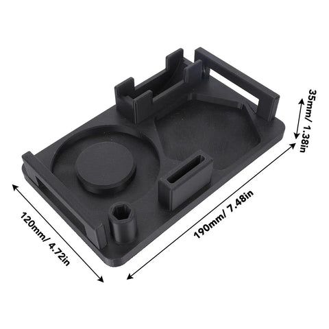 3D Printed Coffee Utensil Station Holder That Keeps Your Kitchen Counter Clean With A Slick Drip Catcher Tray, black ergonomic design.