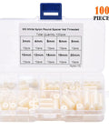 Bulk 400 Pcs M3 Black White ABS Nylon NonThreaded Round Spacers Kit Hollow Standoffs Washers Insulating Columns For DIY Jewelry Crafting And Electronics Assembly In A Box, 100-piece kit