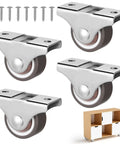 Heavy Duty Mini Caster Wheels 4 Pack for Cabinet Doors and Wardrobe Slide Rails with sealed bearings and screws.