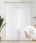 Pleated White Sheer Curtains For Track System Sliding Door Panels 2 Pack Each 100 Inches Wide Custom Sizing See Through Drapes