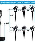 Diagram of Outdoor Uplight Landscape Spotlight Kit With Transformer, 6 Pack Low Voltage Garden Lights With Stakes and 131.2 Ft Cable