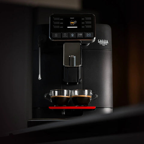 Straight Up One Touch Super Automatic Espresso Machine With Six Preprogrammed Drinks And Four Custom Profiles featuring two shots of espresso.